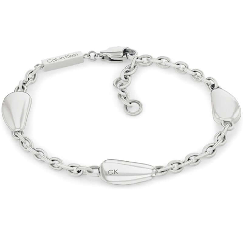 Γυναικείο βραχιόλι Calvin Klein 35000603 ατσάλινο ασημί με ενσωματωμένα στοιχεία σε σχήμα δάκρυ.