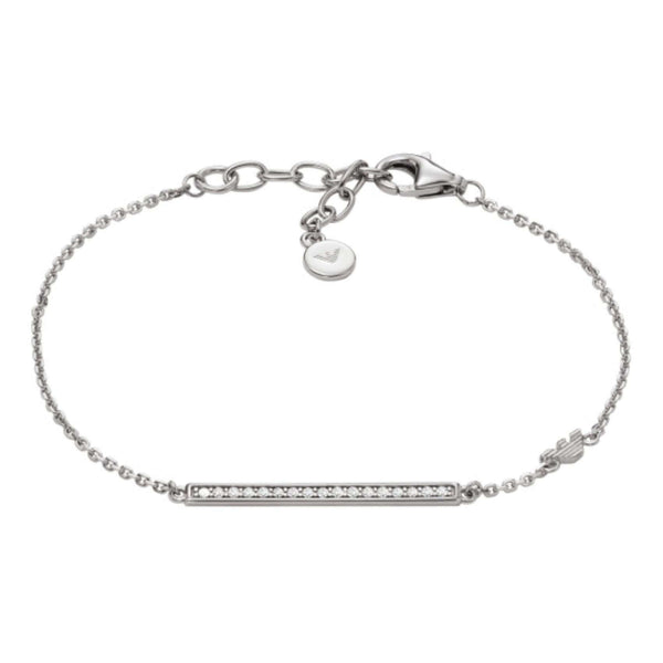 Γυναικείο βραχιόλι Emporio Armani Eagle Logo EG3592040 από ασήμι 925 σε ασημί χρώμα με ταυτότητα και ζιργκόν.