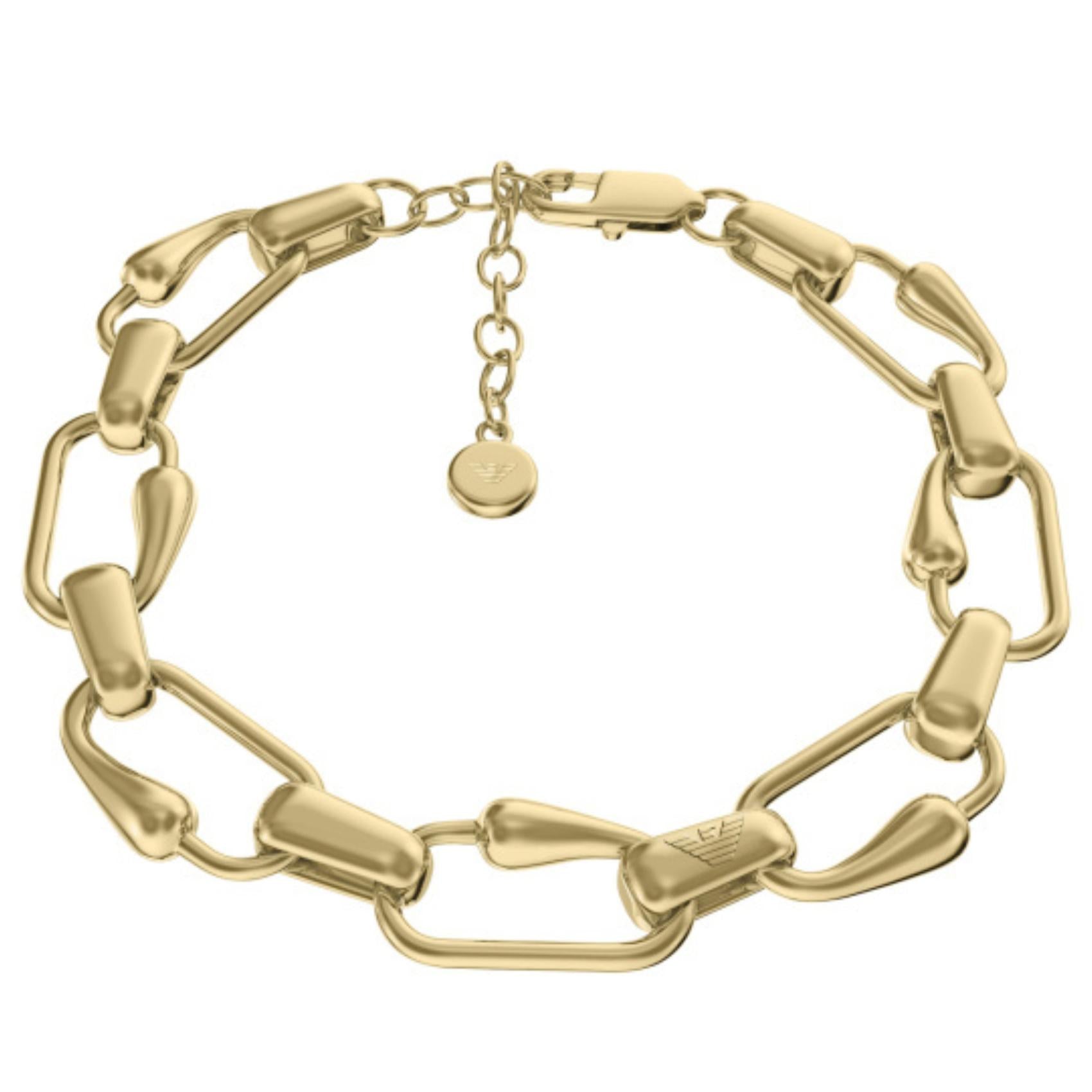 Γυναικείο βραχιόλι Emporio Armani Iconic Trend EGS3391710 από ορείχαλκο σε χρυσό χρώμα με επιμήκεις κρίκους