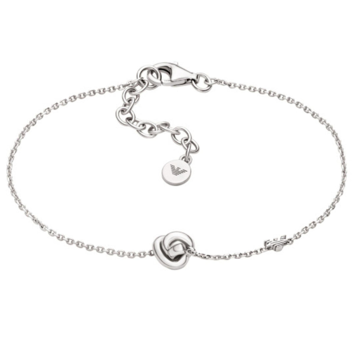Γυναικείο βραχιόλι Emporio Armani Sentimental EG3643040 από ασήμι 925 σε ασημί χρώμα με μοτίφ κόμπου