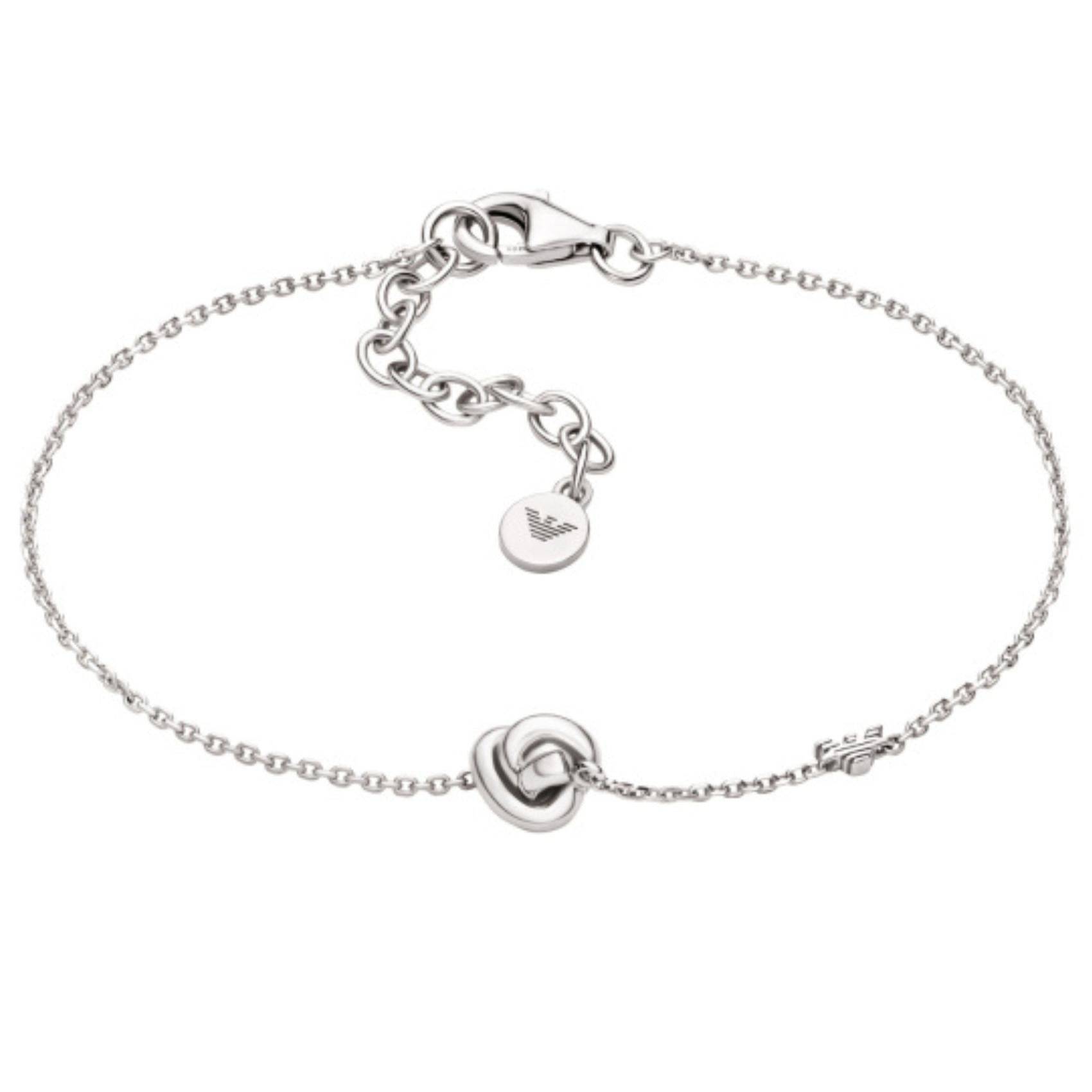 Γυναικείο βραχιόλι Emporio Armani Sentimental EG3643040 από ασήμι 925 σε ασημί χρώμα με μοτίφ κόμπου