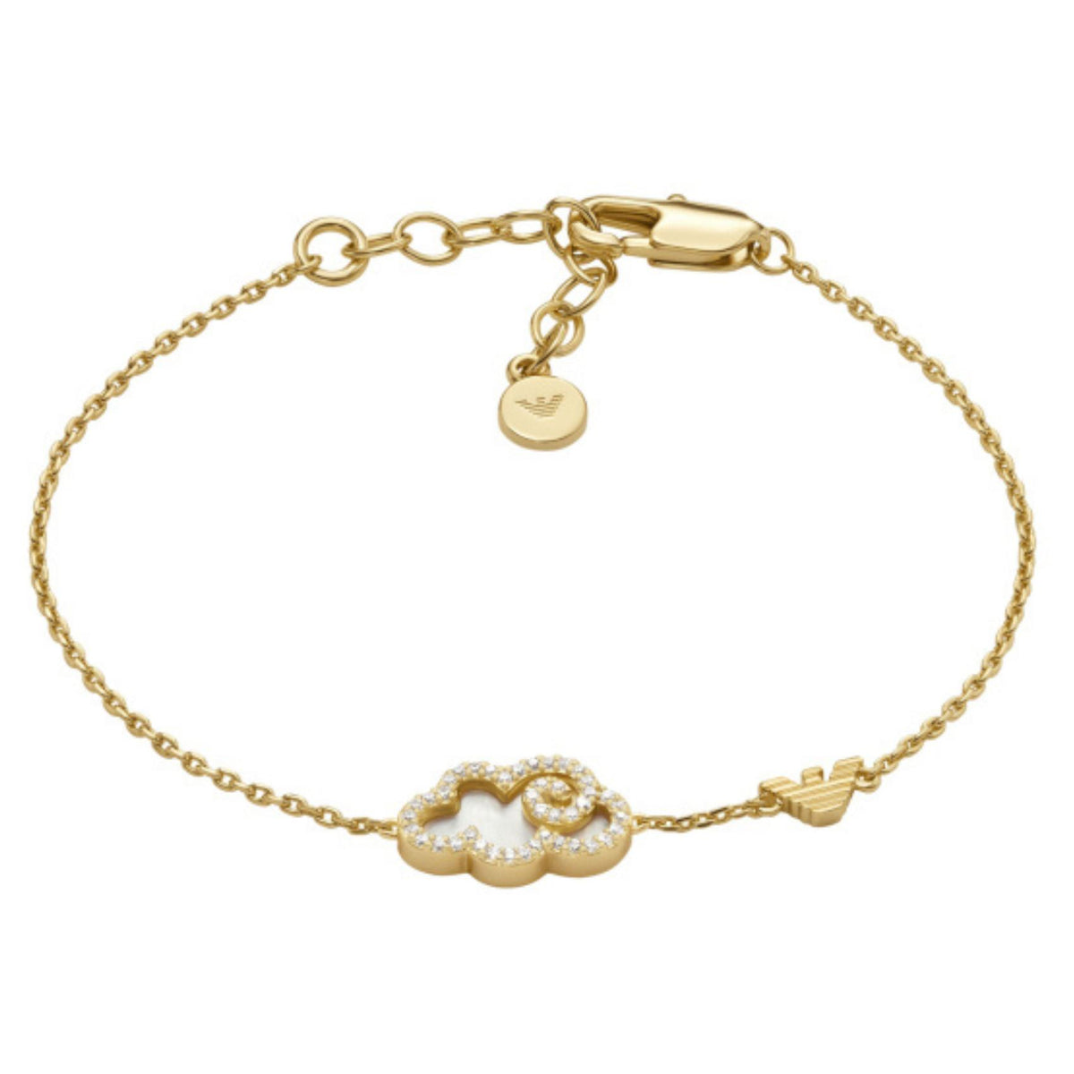 Γυναικείο βραχιόλι Emporio Armani Sentimental EGS3061710 από ορείχαλκο σε χρυσό χρώμα με σύννεφο από φίλντισι και κρύσταλλα
