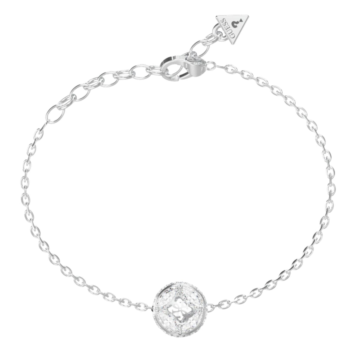 Γυναικείο βραχιόλι Guess 4G Supreme JUBB06397JWRHL ασημί με πέτρες και λογότυπο