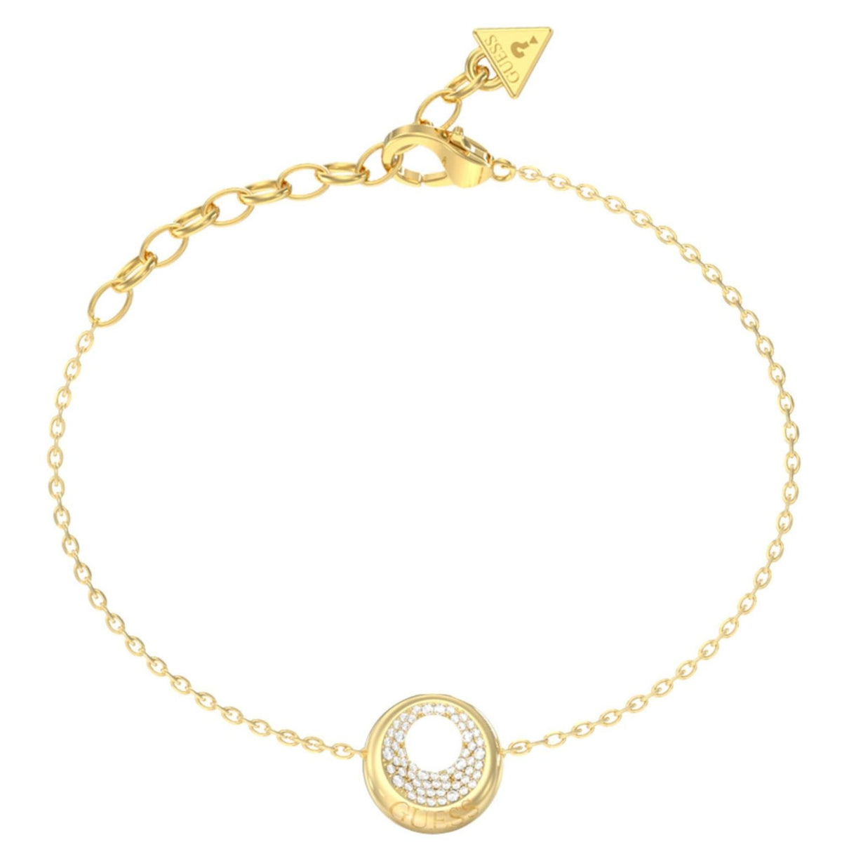 Γυναικείο βραχιόλι Guess Moon Drops JUBB06246JWYGL χρυσό με πέτρες και λογότυπο