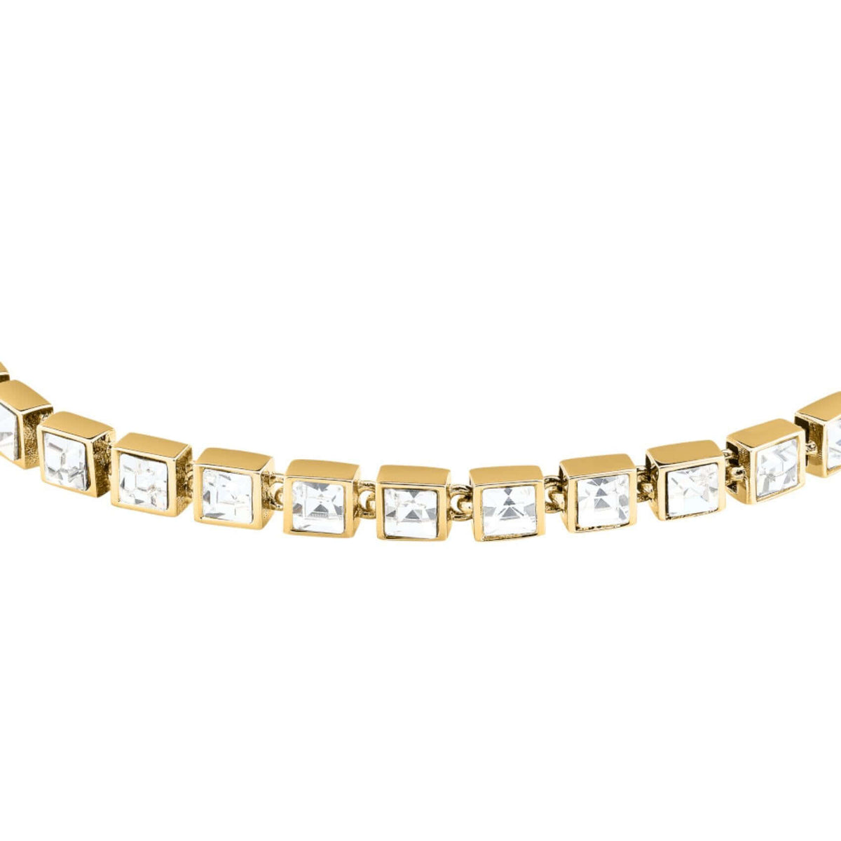 Λεπτομέρεια από το γυναικείο βραχιόλι Karl Lagerfeld Crystals KLAYC25 με λευκές πέτρες.