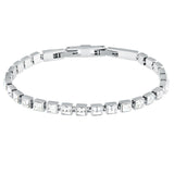 Γυναικείο βραχιόλι Karl Lagerfeld Crystals KLAYC28 από ανοξείδωτο ατσάλι σε ασημί χρώμα με λευκές πέτρες.