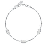 Γυναικείο βραχιόλι Karl Lagerfeld Crystals KLAYC65 από ανοξείδωτο ατσάλι σε ασημί χρώμα με λευκές πέτρες.