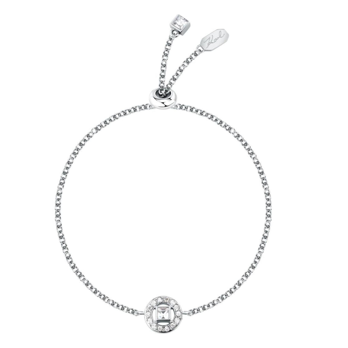 Γυναικείο ασημί βραχιόλι Karl Lagerfeld Illume KLBJX14 με κυκλικό μοτίβο και ζιργκόν