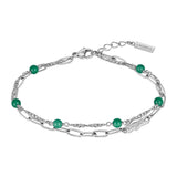 Γυναικείο Βραχιόλι Lacoste 2040457 Ατσάλινο με Πράσινες Χάντρες