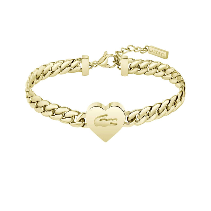 Γυναικείο βραχιόλι&nbsp;Lacoste 2040464 ατσάλινο σε χρυσό χρώμα με σχέδιο καρδιάς. 