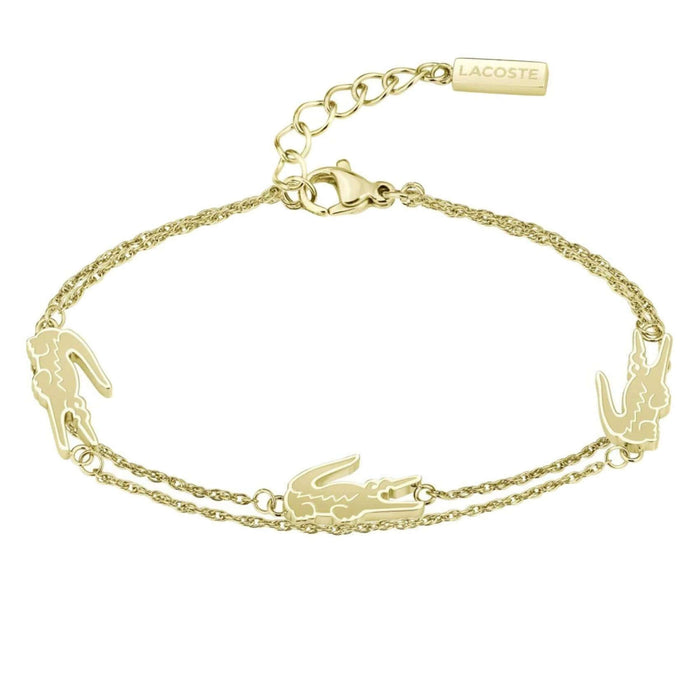 Γυναικείο βραχιόλι Lacoste 2040470 ατσάλινο σε χρυσό χρώμα από ανοξείδωτο ατσάλι με στοιχεία από το λογότυπο της εταιρίας.