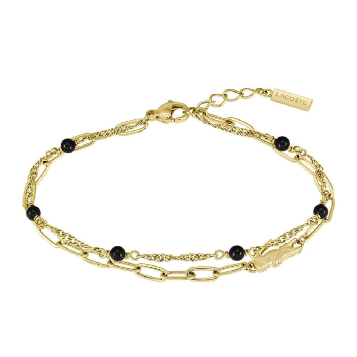 Γυναικείο Βραχιόλι Lacoste Ατσάλινο Χρυσό με Διπλή Αλυσίδα 2040458