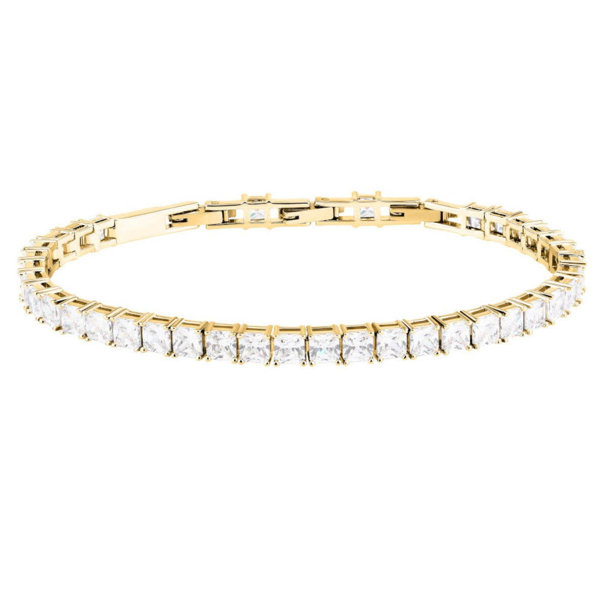 Γυναικείο χρυσό βραχιόλι tennis Karl Lagerfeld Light KLBKE11 με τετράγωνες πέτρες ζιργκόν