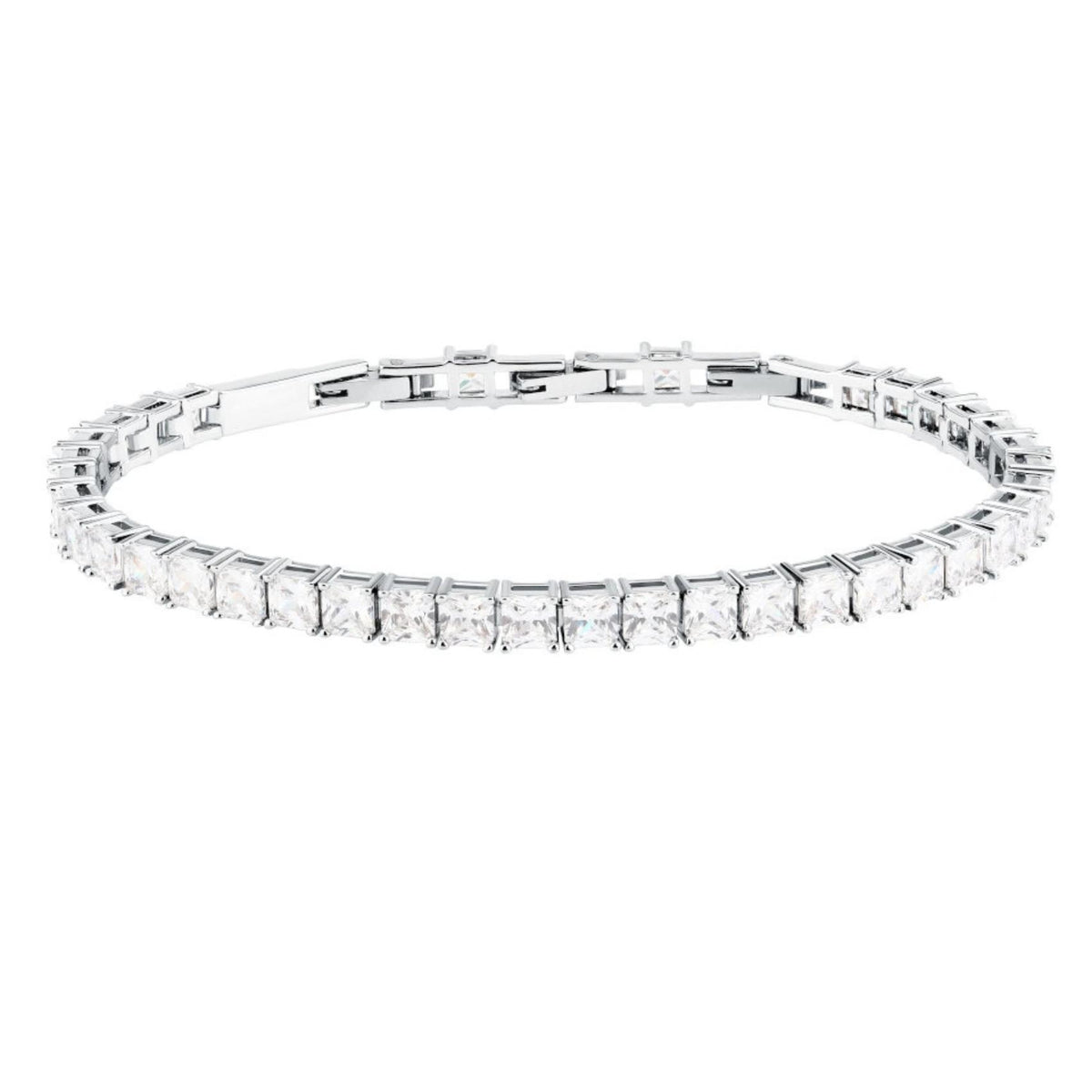 Γυναικείο ασημί βραχιόλι tennis Karl Lagerfeld Light KLBKE13 με τετράγωνες πέτρες ζιργκόν