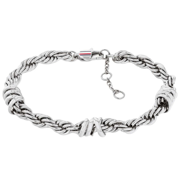 Γυναικείο βραχιόλι Tommy Hilfiger 2781025 από ανοξείδωτο ατσάλι σε ασημί χρώμα με twisted rope σχέδιο.