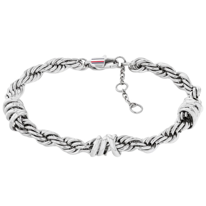 Γυναικείο βραχιόλι Tommy Hilfiger 2781025 από ανοξείδωτο ατσάλι σε ασημί χρώμα με twisted rope σχέδιο.