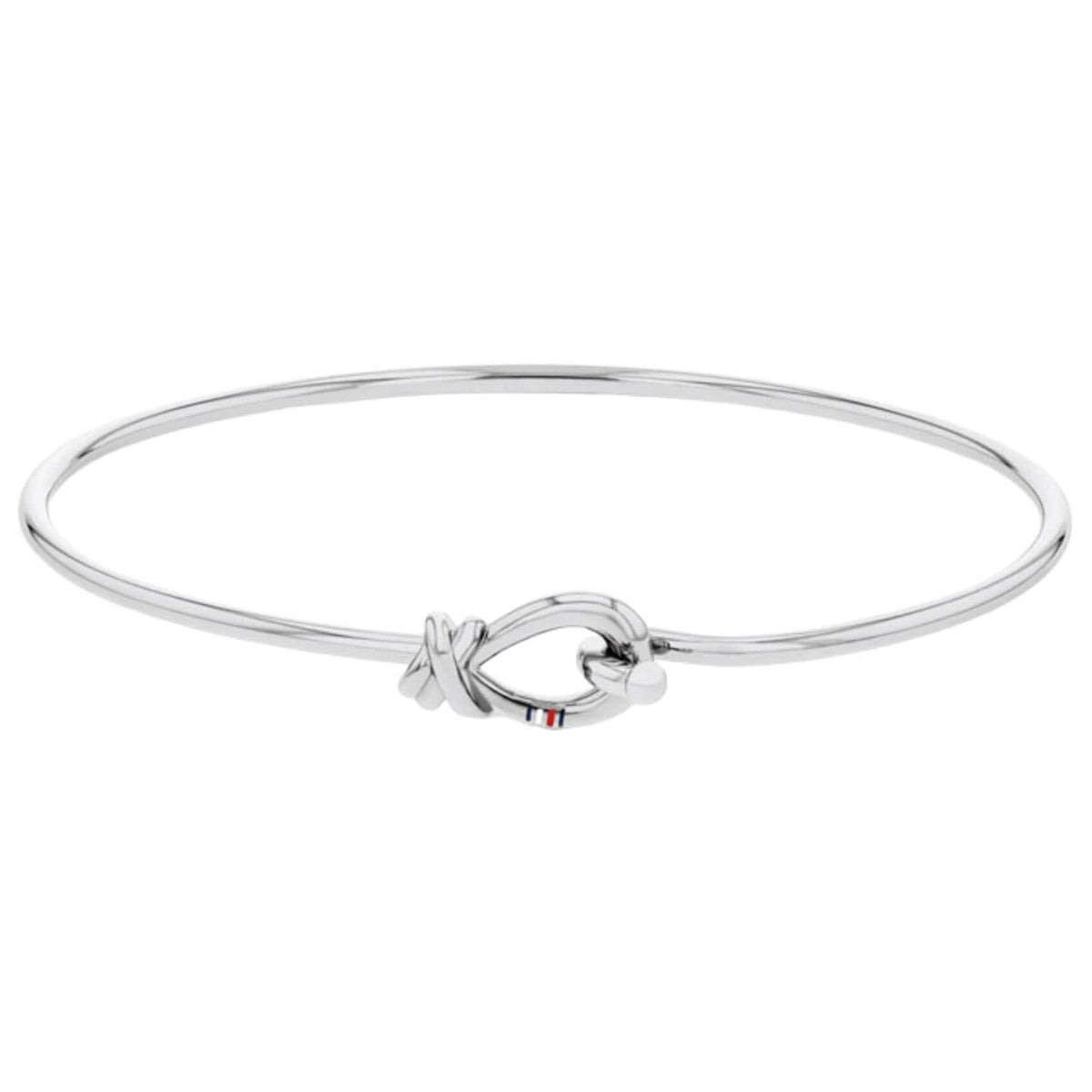 Γυναικείο βραχιόλι Tommy Hilfiger 2781027 από ανοξείδωτο ατσάλι σε ασημί χρώμα με σχέδιο χειροπέδας και ναυτικό κόμπο.
