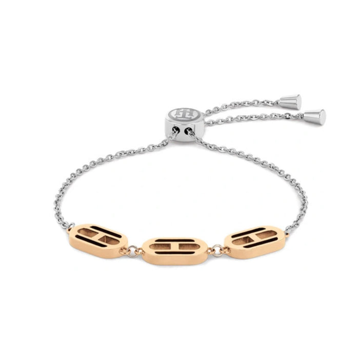 Γυναικείο ασημί και ροζ χρυσό βραχιόλι Tommy Hilfiger από ανοξείδωτο ατσάλι, 2780545