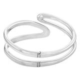 Γυναικείο βραχιόλι χειροπέδα Calvin Klein 35000753 ατσάλινο ασημί με γεωμετρικό σχέδιο, πίσω όψη.