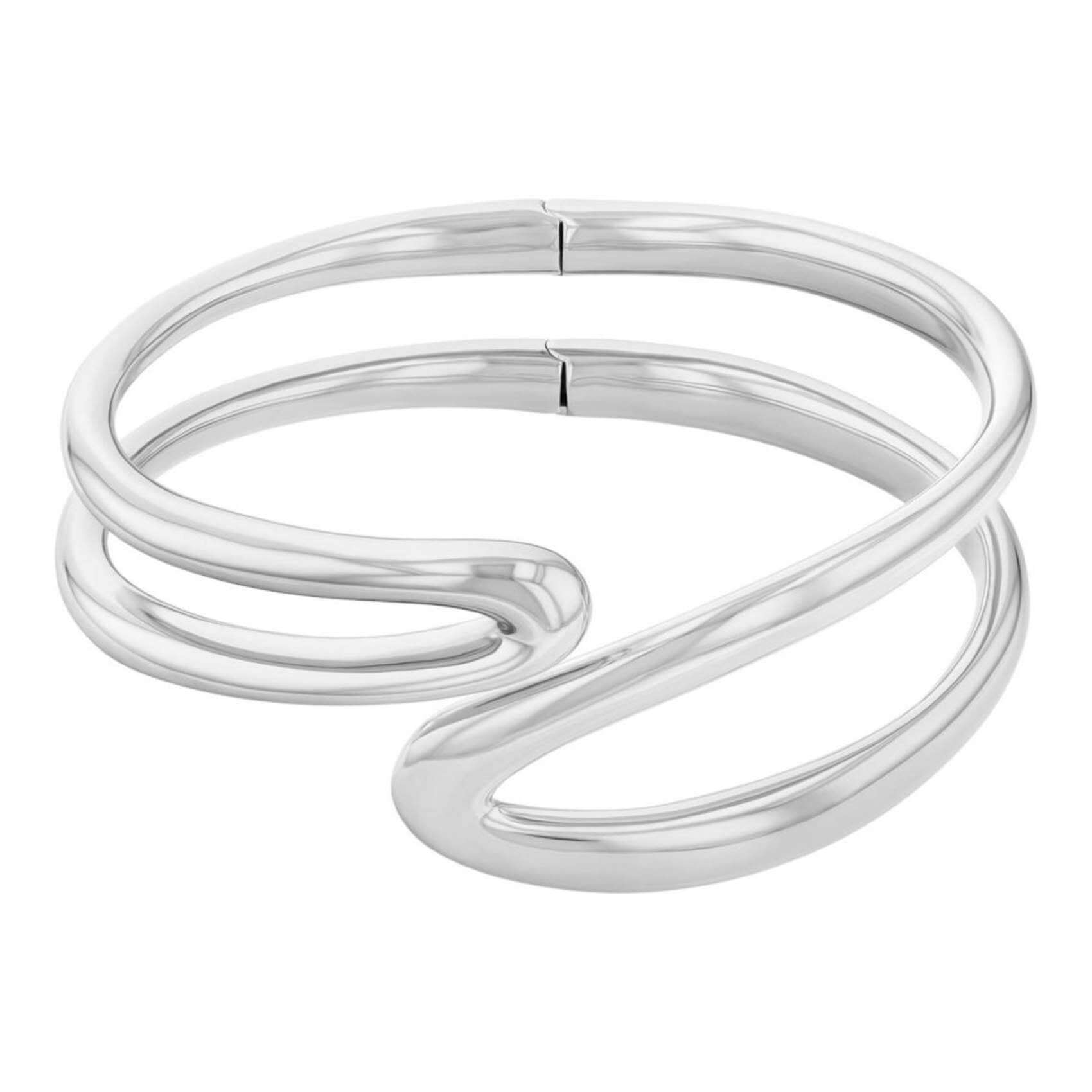 Γυναικείο βραχιόλι χειροπέδα Calvin Klein 35000753 ατσάλινο ασημί με γεωμετρικό σχέδιο.