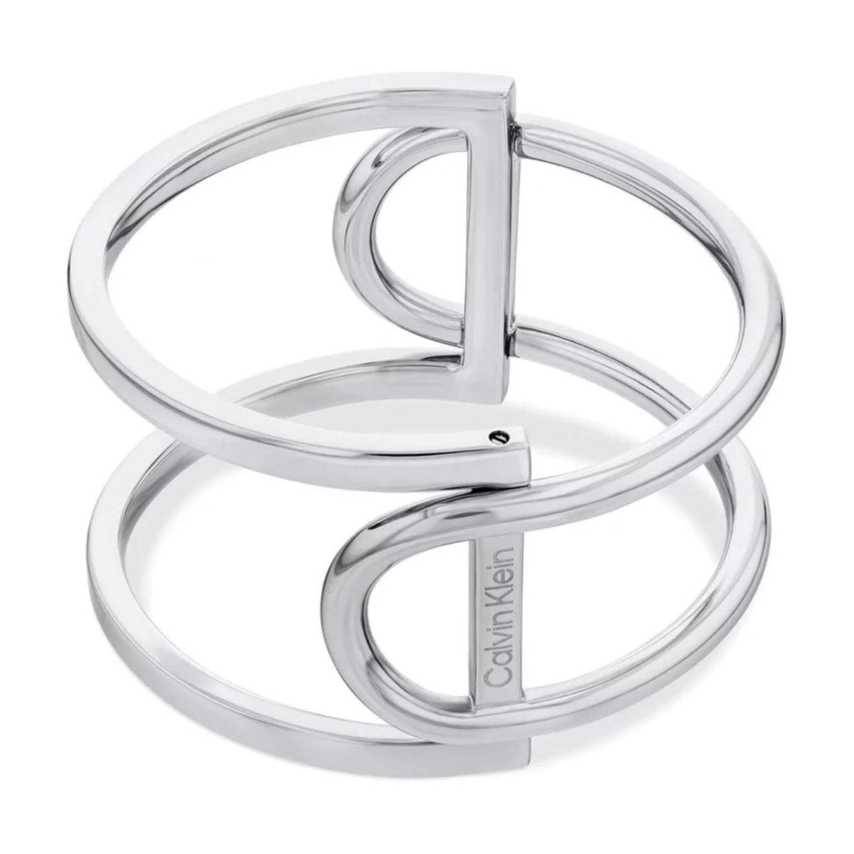 Γυναικείο βραχιόλι χειροπέδα Calvin Klein 35000756 ατσάλινο ασημί με γεωμετρικό σχέδιο.