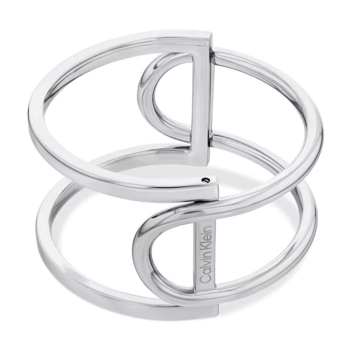 Γυναικείο βραχιόλι χειροπέδα Calvin Klein 35000756 ατσάλινο ασημί με γεωμετρικό σχέδιο.