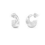 Γυναικείοι κρίκοι Guess Moon Drops JUBE06249JWRHT/U από ανοξείδωτο ατσάλι σε ασημί χρώμα με ζιργκόν. 