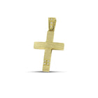 Βαπτιστικός Σταυρός για Κορίτσι MCS053 Χρυσός 14K Διπλής Όψεως με Ζιργκόν και Σαγρέ Επιφάνεια