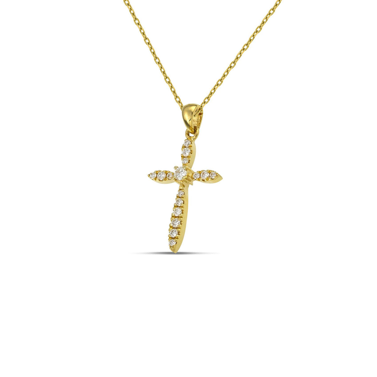 Βαπτιστικός σταυρός για κορίτσι από χρυσό 18K με διαμάντια και κεντρική πέτρα