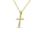 Βαπτιστικός Σταυρός για Κορίτσι Χρυσός 18K με Διαμάντια & Κεντρική Πέτρα | DCS021