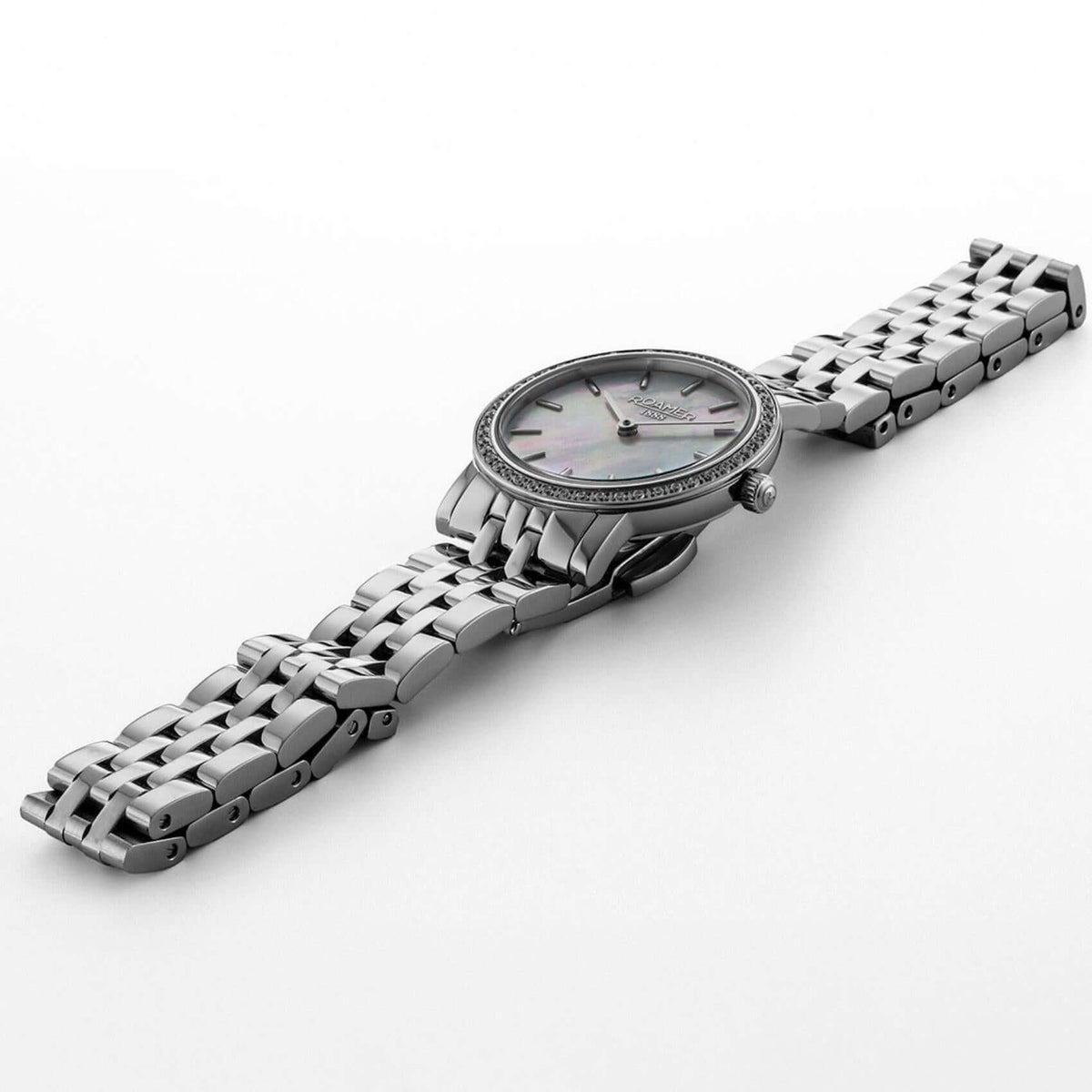 Γυναικείο ρολόι Roamer Scala 976830-41-20-50 swiss made με ασημί μπρασελέ και άσπρο φίλντισι καντράν. 