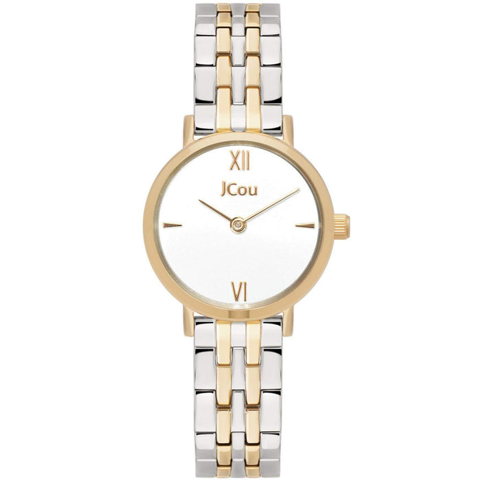 Ρολόι Jcou Ammourette JU19064-2 με ασημί-χρυσό μπρασελέ, άσπρο καντράν και στεφάνι διαμέτρου 26mm.
