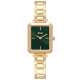 Τετράγωνο ρολόι Jcou Caprice JU19063-3 με χρυσό ατσάλινο μπρασελέ, πράσινο καντράν με διάσταση 22x27mm.