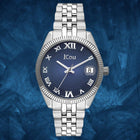 Ρολόι JCOU Queen's Mini JU17031-21 Με Ασημί Μπρασελέ & Μπλε Καντράν