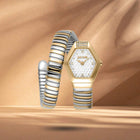 Ρολόι Just Cavalli Signature Snake Splora JC1L394M0055 Με Δίχρωμο Μπρασελέ & Ασημί Καντράν
