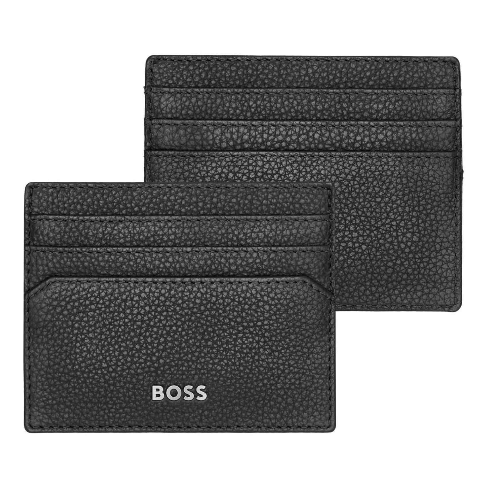 Καρτοθήκη Hugo Boss Classic Grained HLC416A σε μαύρο χρώμα και στις δύο όψεις.