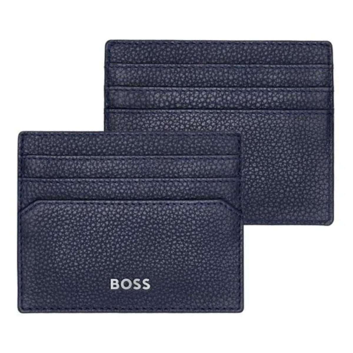 Καρτοθήκη Hugo Boss Classic Grained HLC416N σε μπλε χρώμα και στις δύο όψεις.