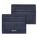 Καρτοθήκη Hugo Boss Classic Grained HLC416N σε μπλε χρώμα και στις δύο όψεις.