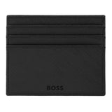Καρτοθήκη Hugo Boss Double B Saffiano HLC526A σε μαύρο χρώμα από δέρμα στην πίσω πλευρά.