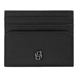 Καρτοθήκη Hugo Boss Double B Saffiano HLC526A σε μαύρο χρώμα από δέρμα.