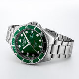 Καταδυτικό ρολόι Roamer Pro Diver 200 969845-41-75-20 με ασημί ατσάλινο μπρασελέ και πράσινο καντράν 43mm.