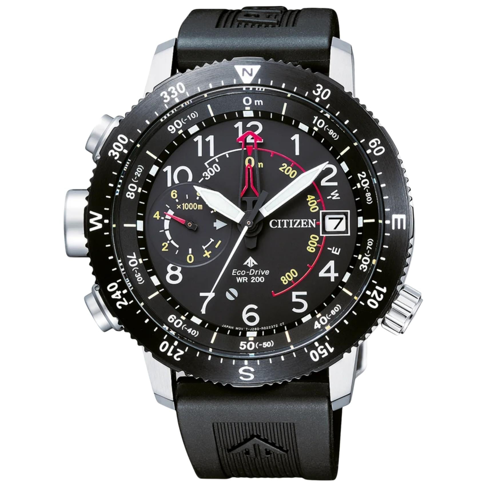 Καταδυτικό ανδρικό ρολόι Citizen Promaster Altichron BN4044-15E με μαύρο λουράκι και μαύρο καντράν