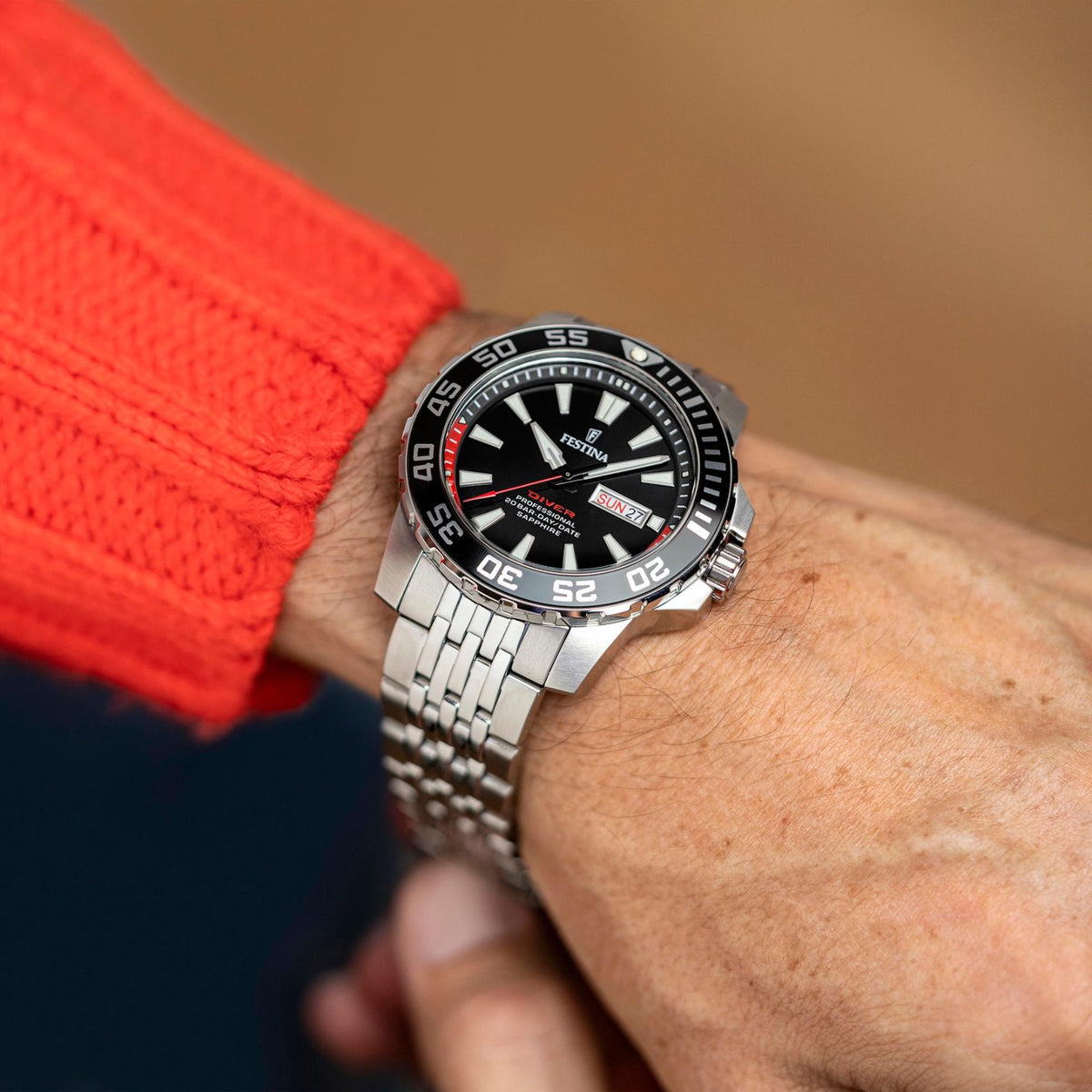 Καταδυτικό Ρολόι The Originals Festina F20661/3 Με Ασημί Μπρασελέ & Μαύρο Καντράν