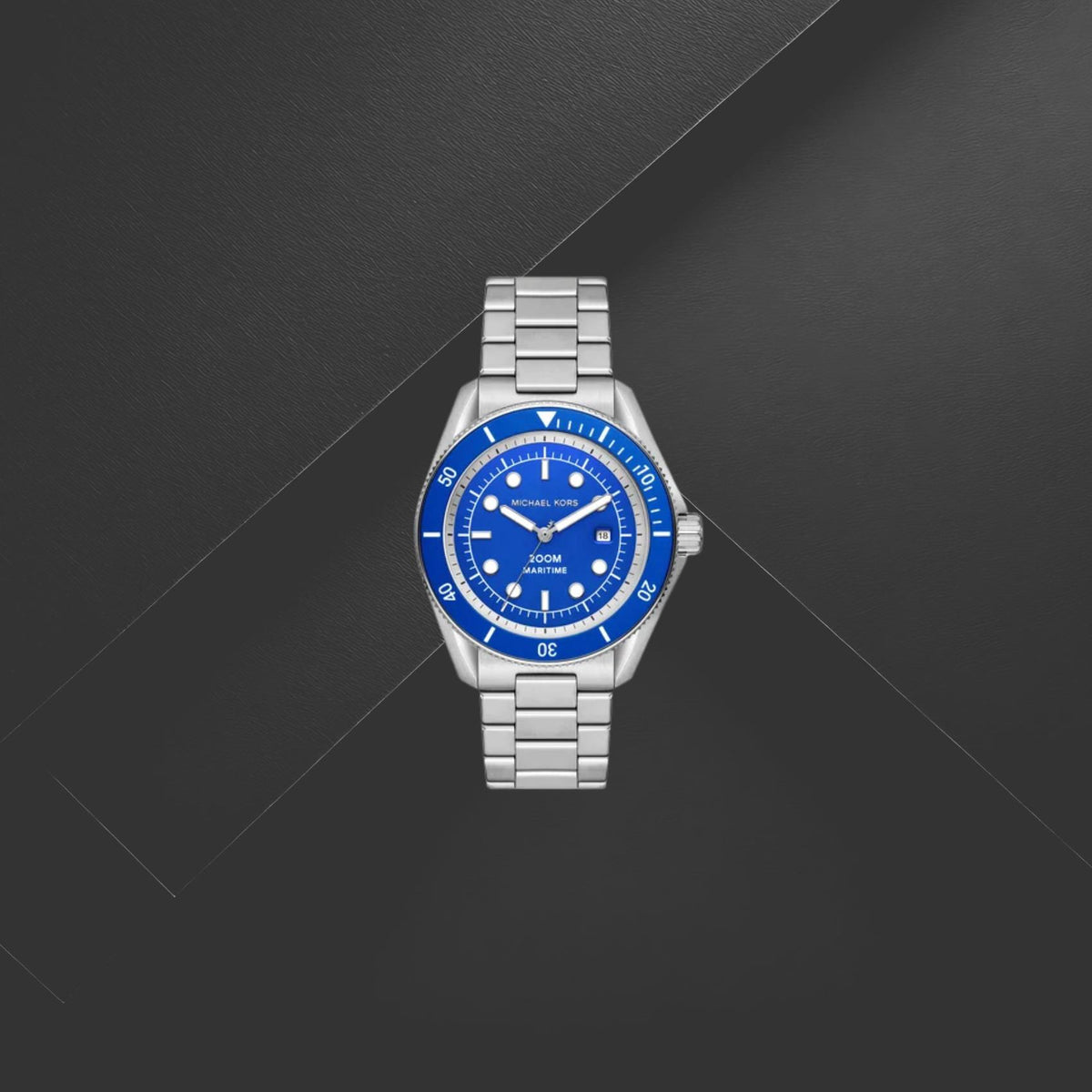Καταδυτικό ανδρικό ρολόι Michael Kors Maritime MK9160 με ασημί μπρασελέ και μπλε καντράν 42mm
