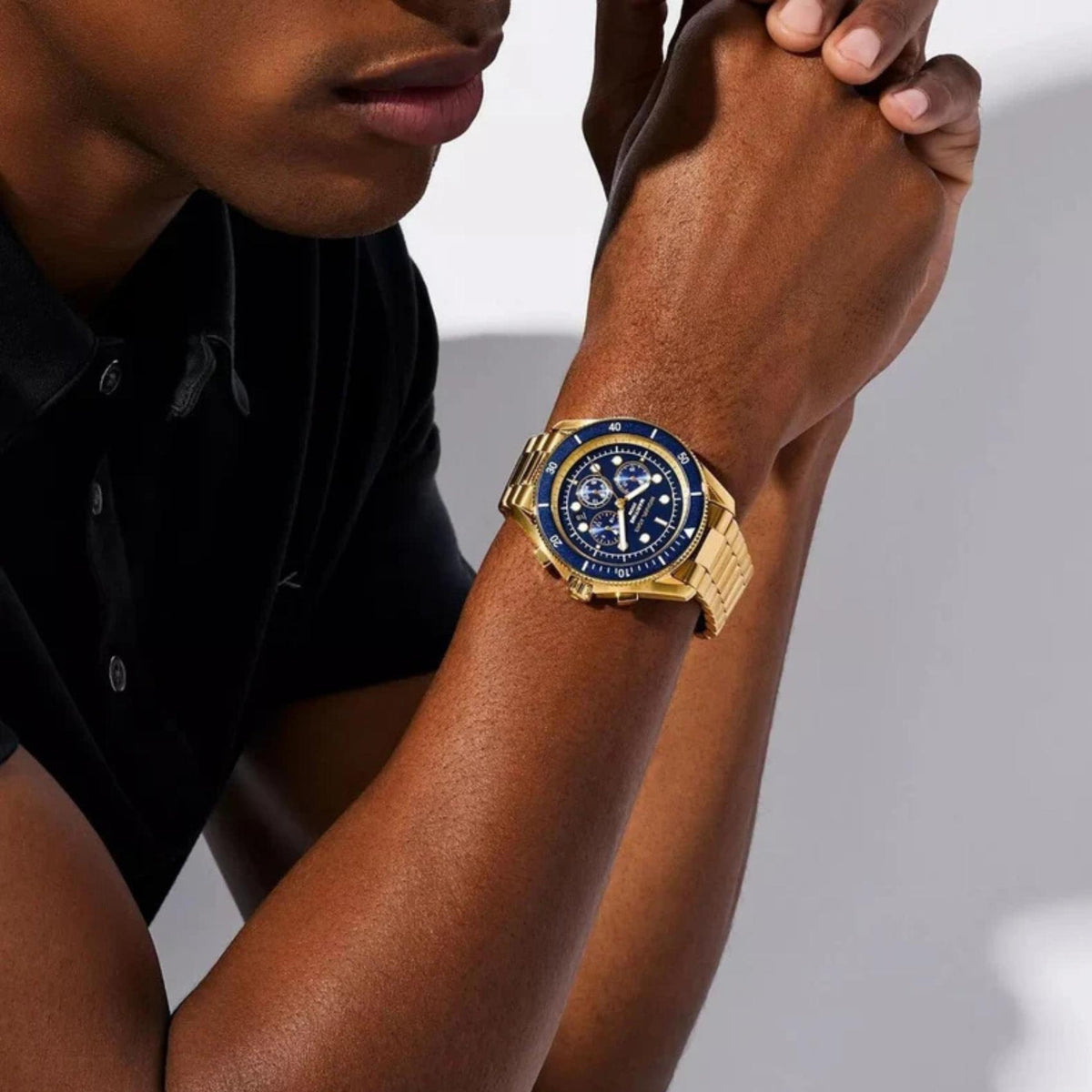 Καταδυτικό Ανδρικό Ρολόι Michael Kors Maritime MK9202 Χρονογράφος με Χρυσό Μπρασελέ & Μπλε Καντράν