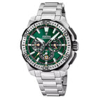 Καταδυτικό Ρολόι Festina Chrono Bike F20724/3 Με Ασημί Μπρασελέ & Πράσινο Καντράν