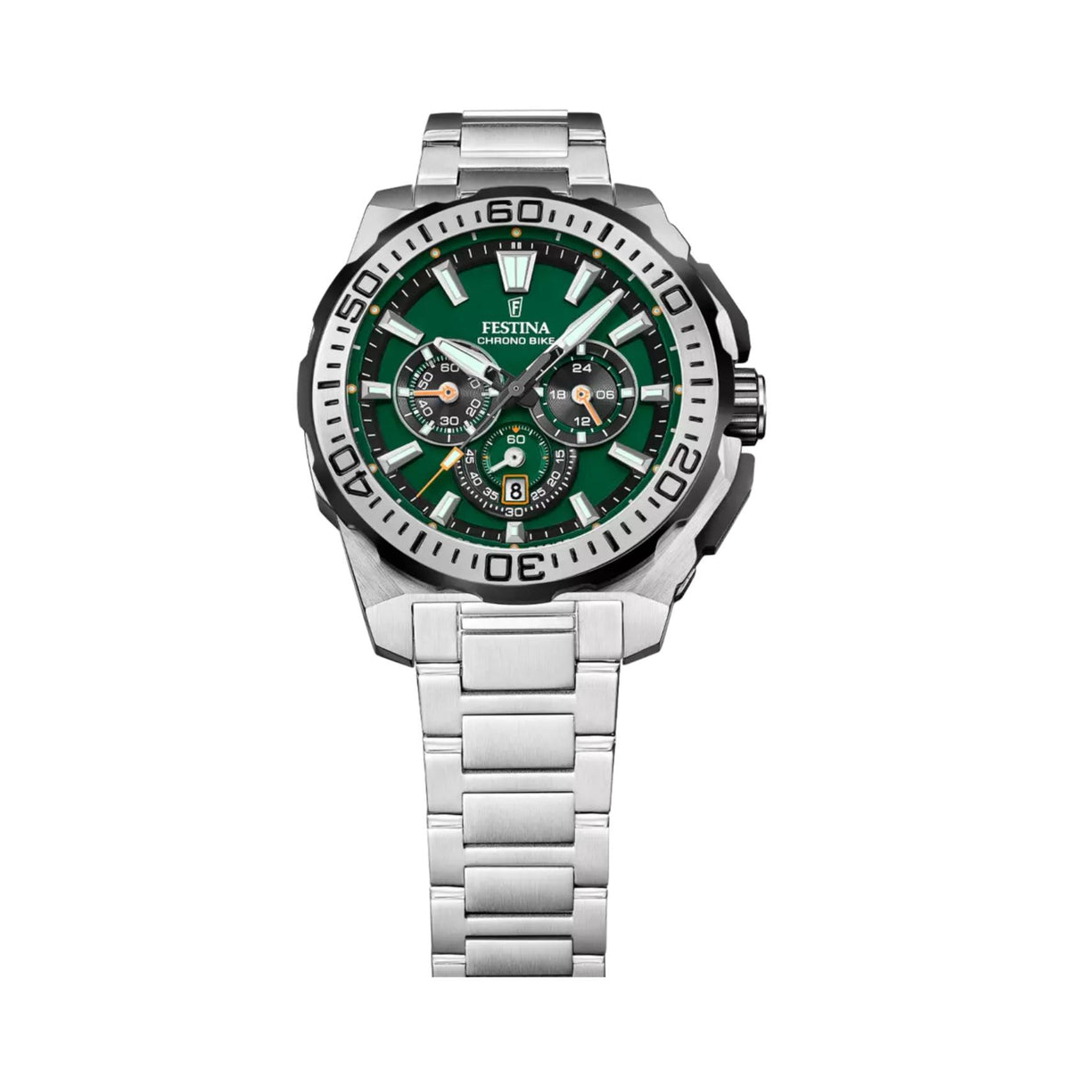 Πράσινο καντράν ρολογιού Festina F20724/3 διαμέτρου 45.5mm με ένδειξη ημερομηνίας και χρονογράφο