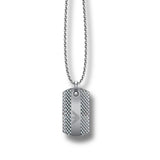 Ανδρικό κολιέ Emporio Armani EGS3149040 ατσάλινο ασημί με κρεμαστό μοτίφ ταυτότητα σε ασημί χρώμα και ανάγλυφες λεπτομέρειες.