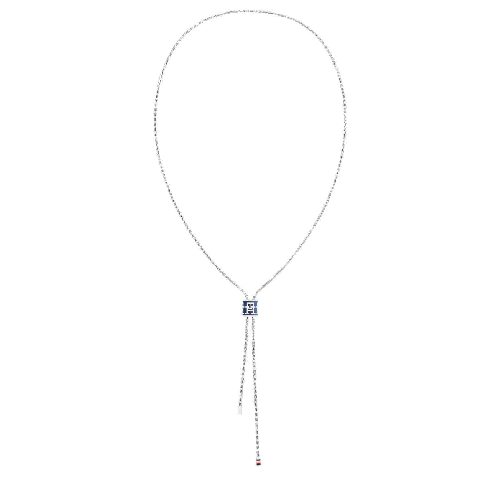 Γυναικείο κολιέ Tommy Hilfiger 2780884 με στοιχείο από μπλε σμάλτο και ασσύμετρες καταλήξεις, κατασκευασμένο από ανοξείδωτο ατσάλι σε ασημί χρώμα.