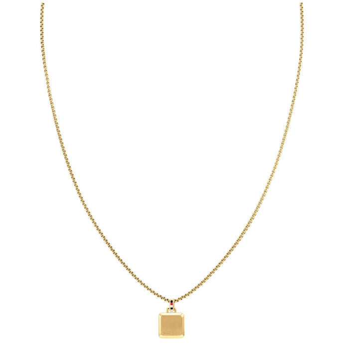Ανδρικό κολιέ Tommy Hilfiger 2790544 από επιχρυσωμένο ατσάλι σε χρυσό χρώμα με τετράγωνο κρεμαστό στοιχείο.